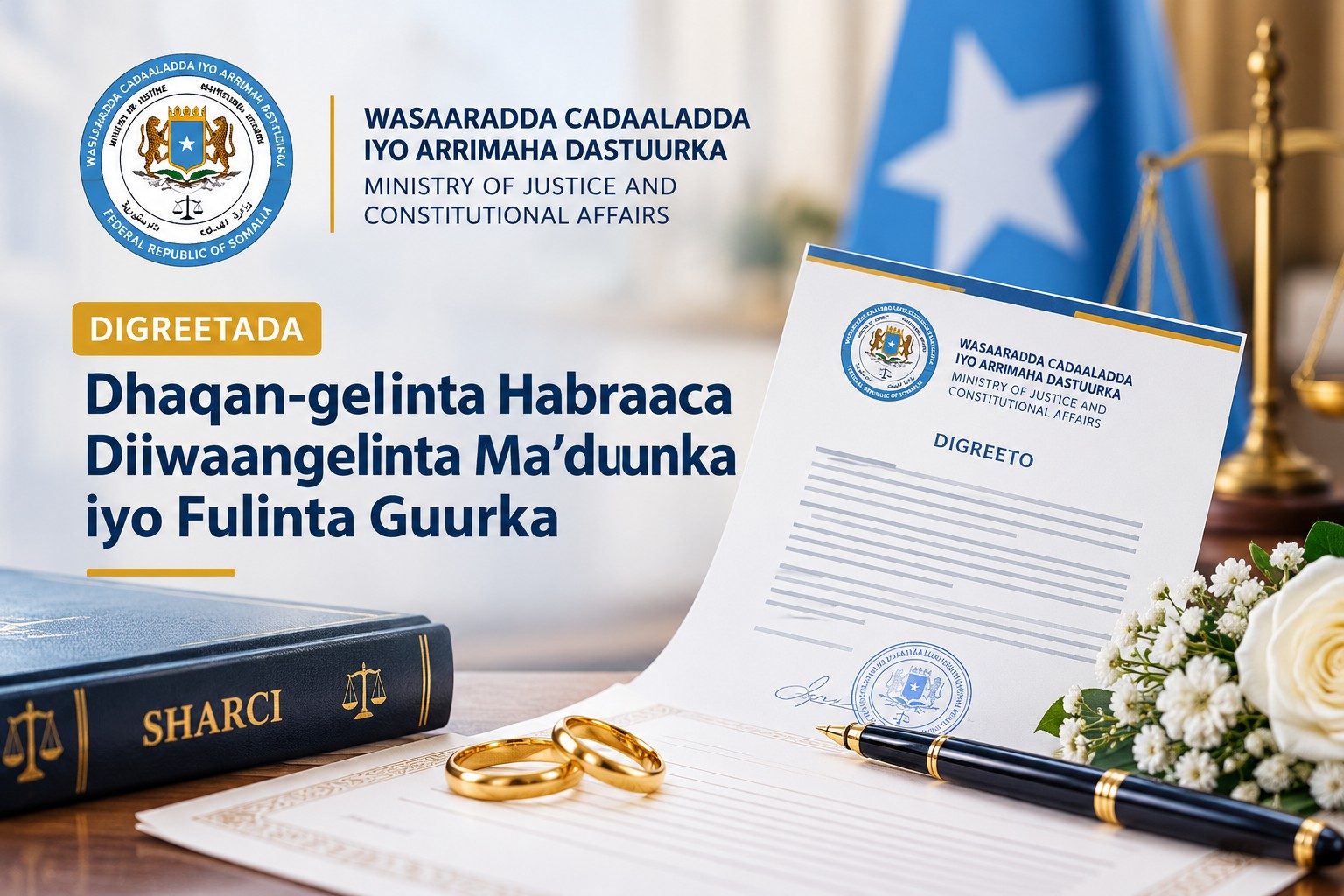 Digreetada Dhaqan-gelinta Habraaca Diiwaangelinta Ma’duunka iyo Fulinta Guurka
